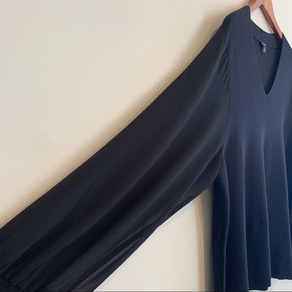 Talbots Dressy V Neck Sweater With Sheer Sleeves - Picture 3 of 11